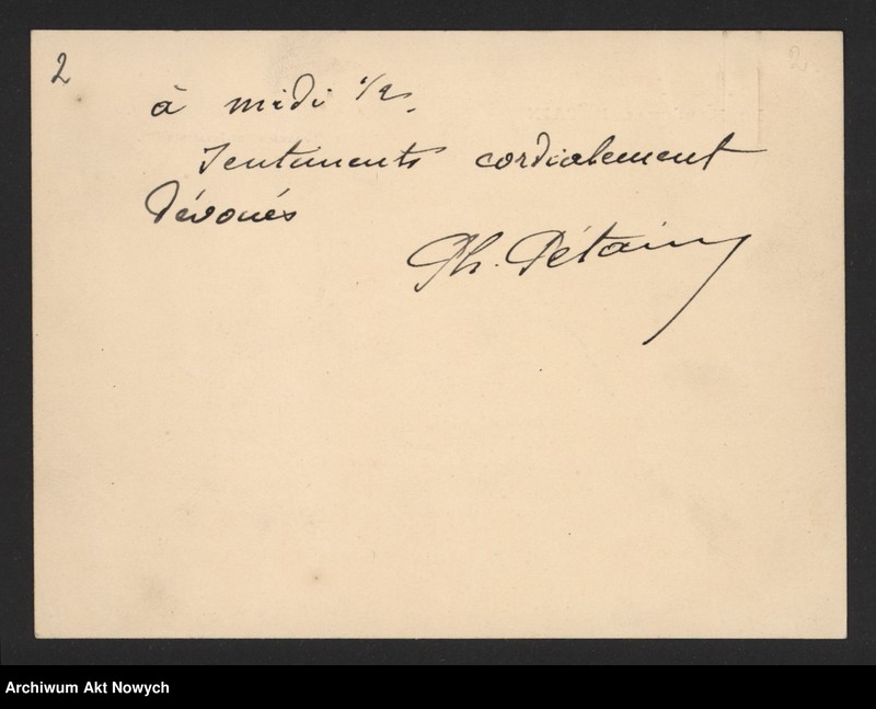 image.from.unit.number "Pétain Henri-Phillippe, marszałek Francji. Spotkania z W. Sikorskim w Paryżu. Prośba W. Sikorskiego o dokumentację francuską o obecnym stanie armii niemieckiej. Odznaczenia francuskie dla osób polecanych przez I. Paderewskiego."
