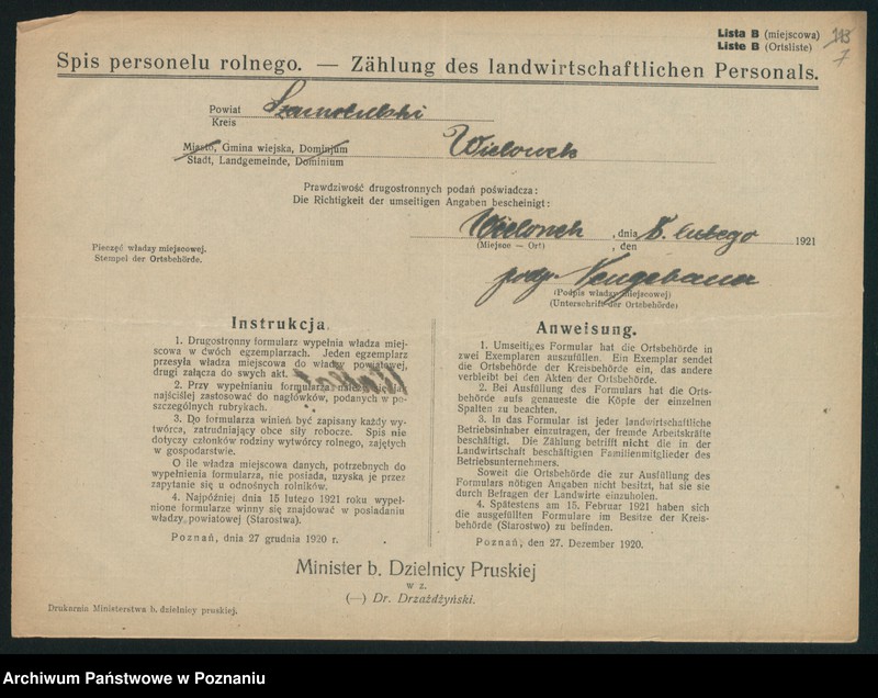 Obraz 9 z jednostki "[Spis personelu rolnego zatrudnionego w powiecie szamotulskim - wykazy zatrudnionych w poszczególnych gospodarstwach rolnych]"