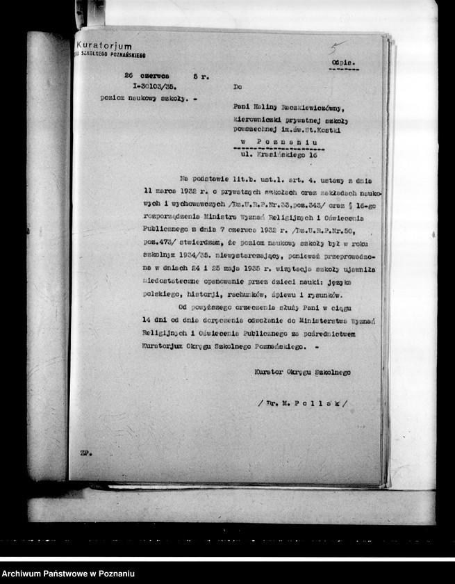 Obraz 8 z jednostki "Prywatna Szkoła Powszechna Raczkiewiczówny i Pokorzyńskiej w Poznaniu"