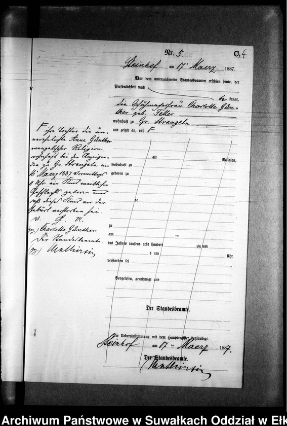 image.from.unit.number "Sterbe-Neben-Register des Preussischen Standes-Amtes Gr. Strengeln Kreis Angerburg"