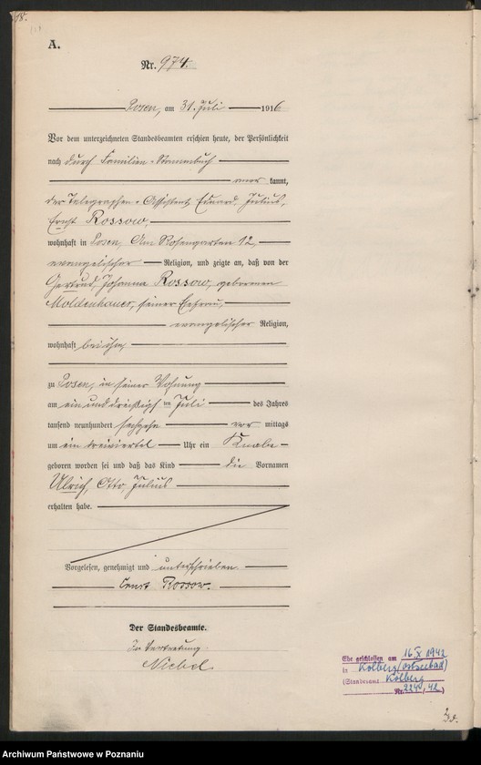 Obraz 20 z jednostki "Księga miejscowa urodzeń tom III [Rejestr główny urodzeń]"