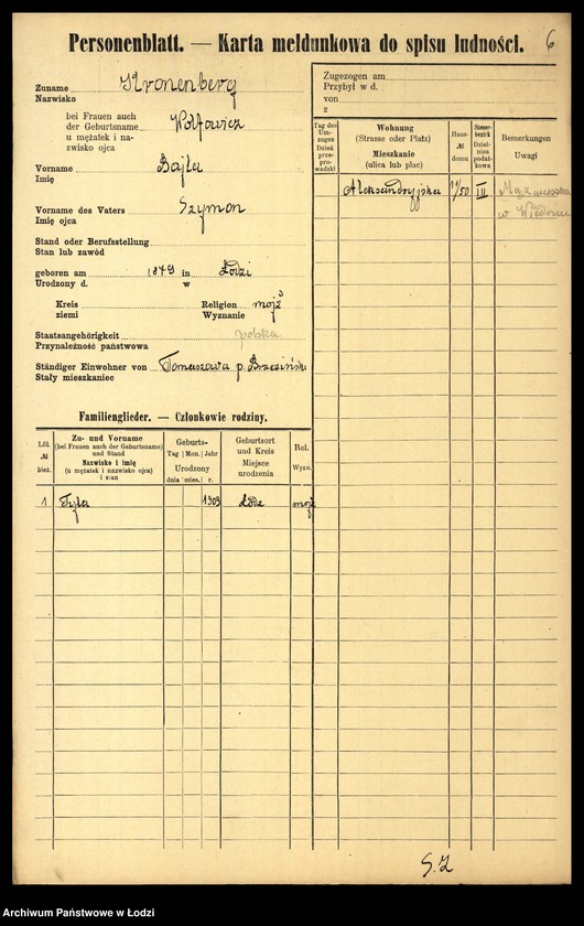 Obraz 8 z jednostki "[Spis ludności Łodzi] Kronenberg - Krugman"