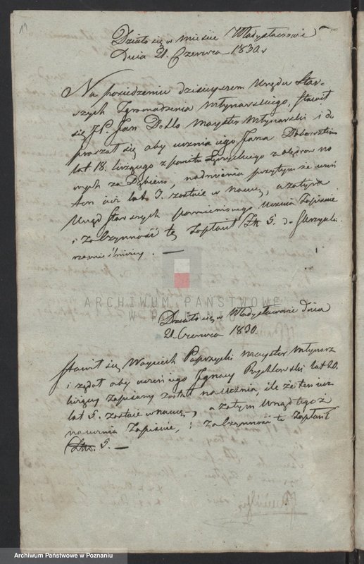 image.from.unit.number "Księga zgromadzenia kunsztu młynarskiego w mieście Władysławowie tycząca się zapisania uczniów ..."