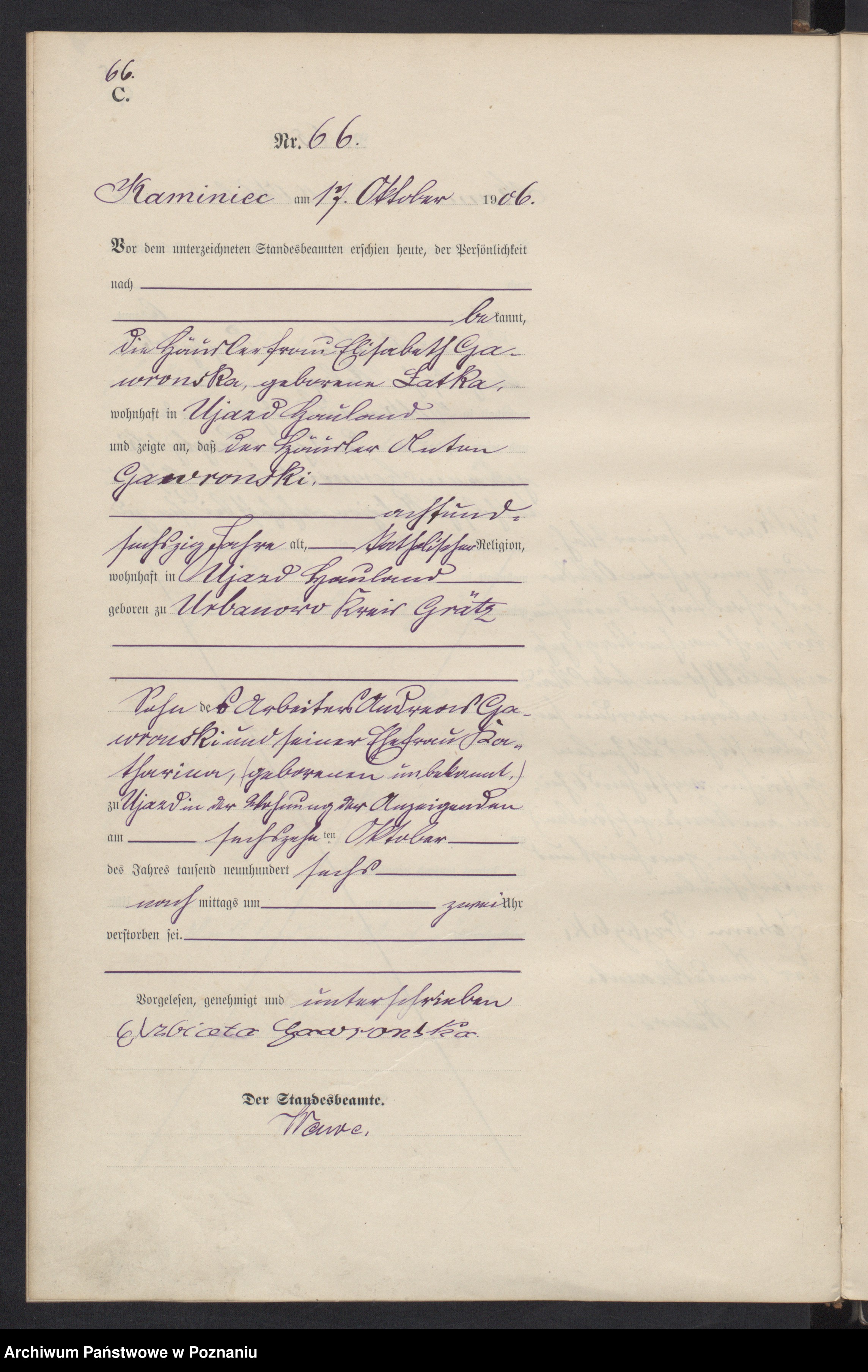 Skan z jednostki: Sterbe-Haupt-Register