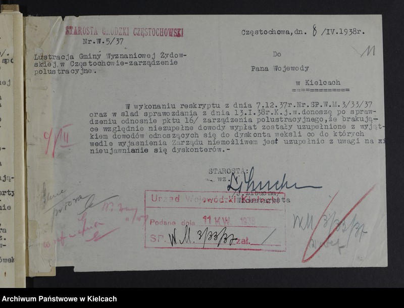 image.from.unit.number "[Sprawy gmin wyznaniowych żydowskich powiat Częstochowa]"