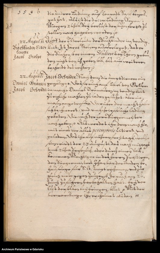image.from.unit.number "Bürgermeisterliches Ambtbuch H. Johan von der Linden Praesidirenden Bürgermeisters […] vom [21.VIII.-31.XII.1596] Das ander No. 5 /indeks/"