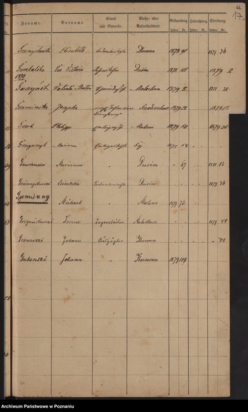image.from.unit.number "Alphabetisches Namen-Register 1874-1879"