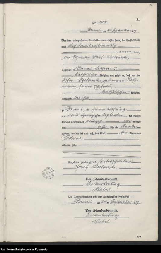 Obraz 17 z jednostki "Księga urodzeń odpis tom IV [Rejestr poboczny urodzeń]"