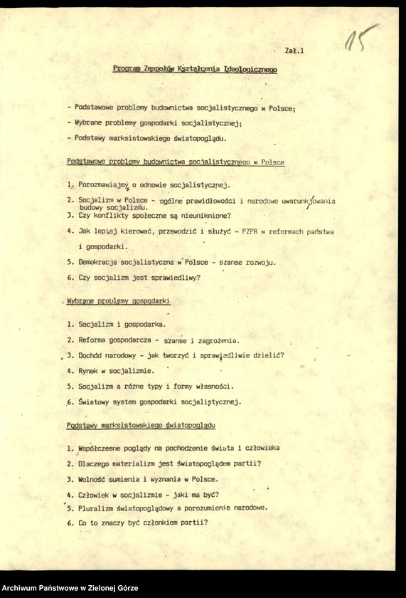 image.from.unit.number "Szkolenie partyjne. Wytyczne sekretariatu KC na lata 1988/1989, ocena przebiegu kampanii w latach 1976/1977, założenia na 1977/1978, informacja o szkoleniu 1978/1979, ocena szkolenia 1987/1988, ocena agitacji w 1978 r."