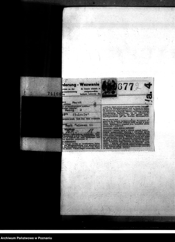 Obraz 6 z jednostki "[Akta personalne wychowanka Georga Marka, ur. 23 X 1930]."