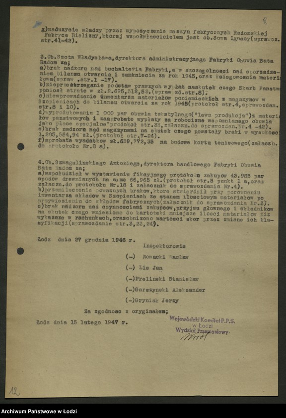 Obraz 9 z jednostki "Sekcja Skórzana WK-protokoły posiedzeń, sprawozdania"