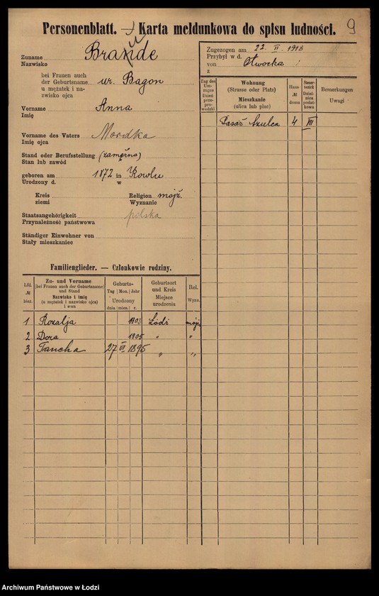 image.from.unit.number "[Spis ludności Łodzi] Bratus - Braune"