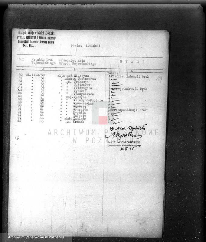 image.from.unit.number "/Inspektorat Ochrony Lasów/ /przejmowanie materiałów aktowych spisy akt/"