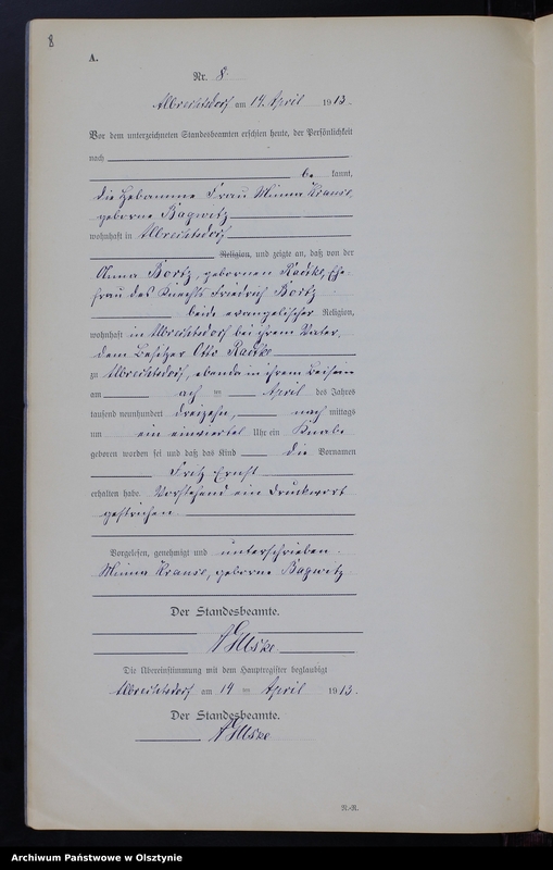 image.from.unit.number "Geburts-Neben-Register Nr 1 - 34 [ Księga urodzeń - wtóropis ]"