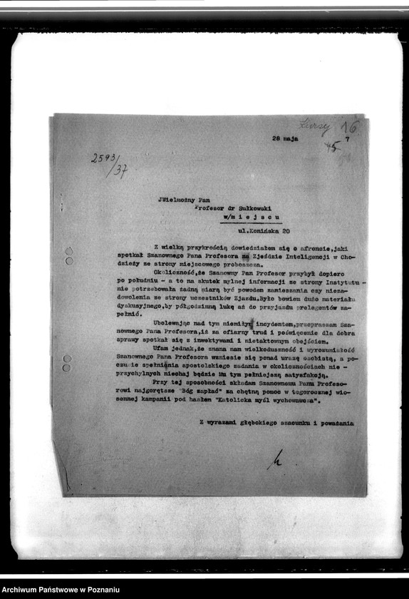 Obraz 20 z jednostki "Korespondencja dotycząca działalności Parafialnych Akcji Katolickich oraz organizacji kursów i zjazdów powiatowych inteligencji"