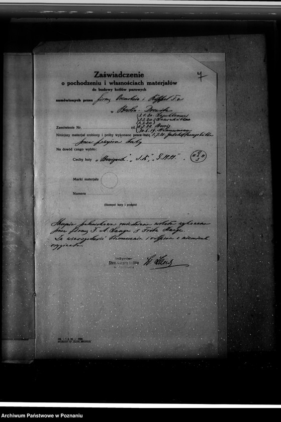 Obraz 11 z jednostki "Towarzystwo robót inżynieryjnych "Tri" w Poznaniu nr fabryczny kotła 10205 nr porz. 5515"