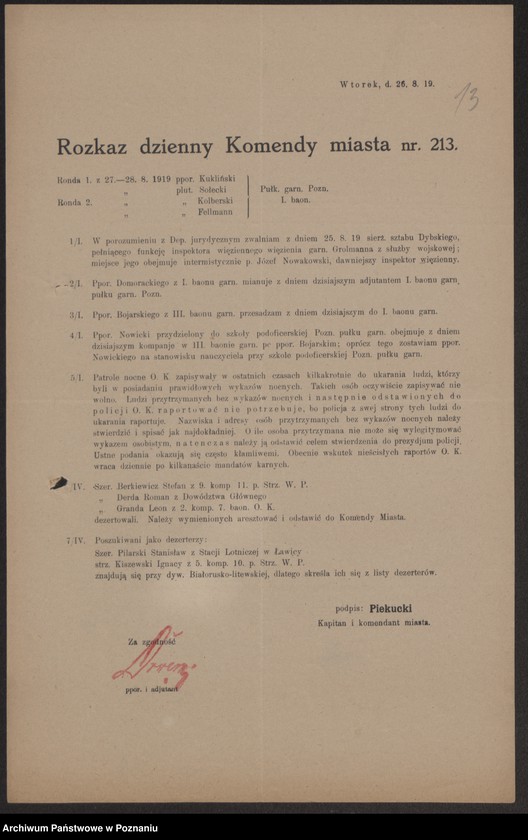 Obraz 15 z jednostki "/Rozkazy Komendy Miasta Poznania/, nr 201-339."
