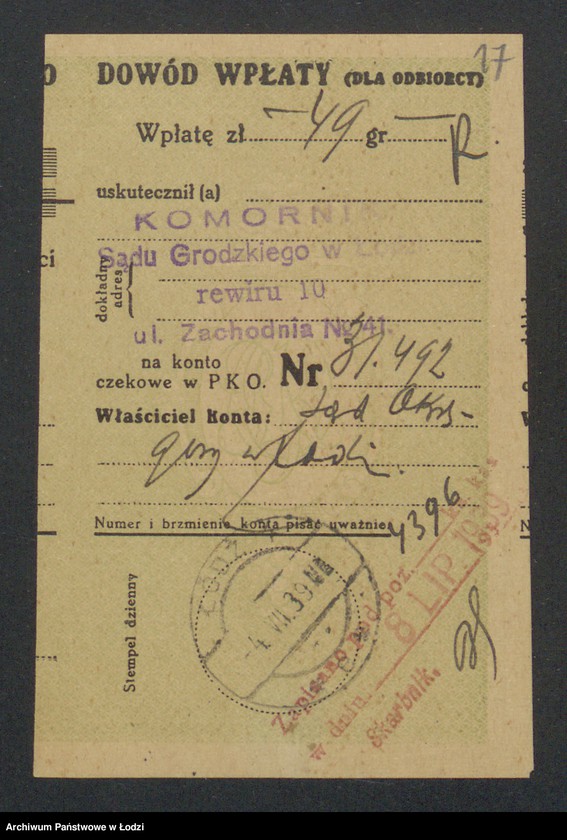 Obraz 19 z jednostki "Alia Szulem Lewi, Mojżesz Lewkowicz- sprzedaż towarów bawełnianych oraz braków i resztek"