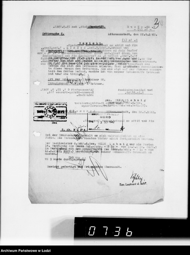 Obraz 7 z jednostki "Berichte der Polizei und Kripo [o zastrzeleniu Żydów uciekających z Getta i zatrzymaniu przemytników]"