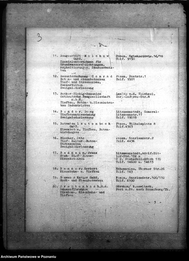 Obraz 7 z jednostki "Wirtschaftsgruppe Bauindustrie- Bezirks- gruppe Wartheland. Mitgliederverzeichnis"