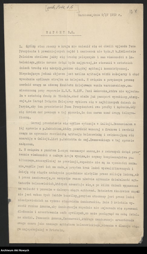 image.from.unit.number "Raporty polityczne, wiadomości różne z Warszawy i Paryża; "Pro Memoria""