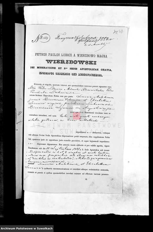 image.from.unit.number "Dokumenty k aktam brakosočetavšichsja Liškovskago Rimsko- katoličeskago Prichoda za 1883 god"
