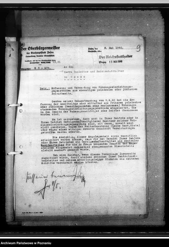 Obraz 13 z jednostki "Reichseigene Wohngebäude. Möbel in reichseigenen Wohnungen. Generalia"