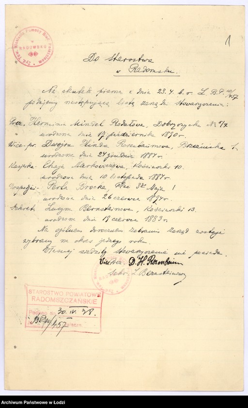 Obraz 4 z jednostki "Żydowskie Stowarzyszenie Niesienia Pomocy Biednym Położnicom w Radomsku"