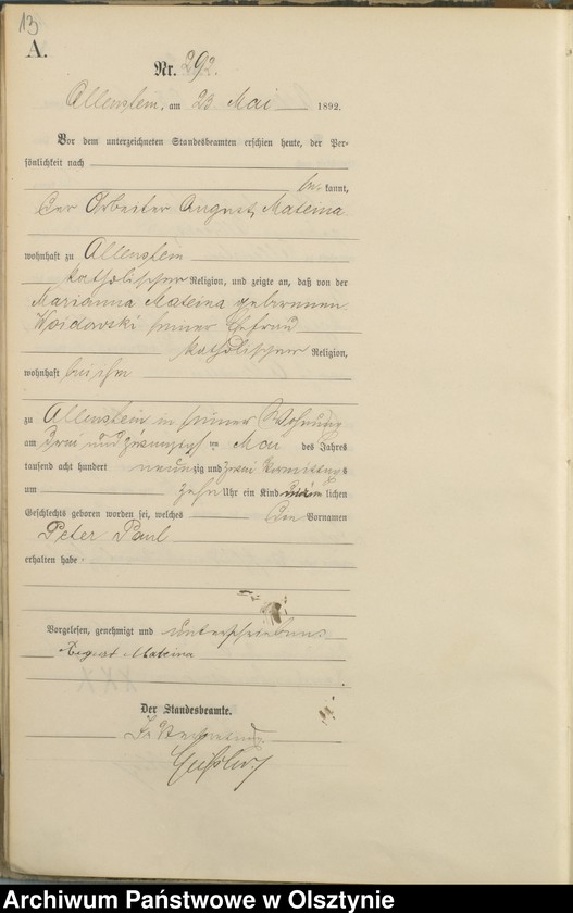 image.from.unit.number "Geburts-Haupt-Register Tom II,Nr 281 - 560"