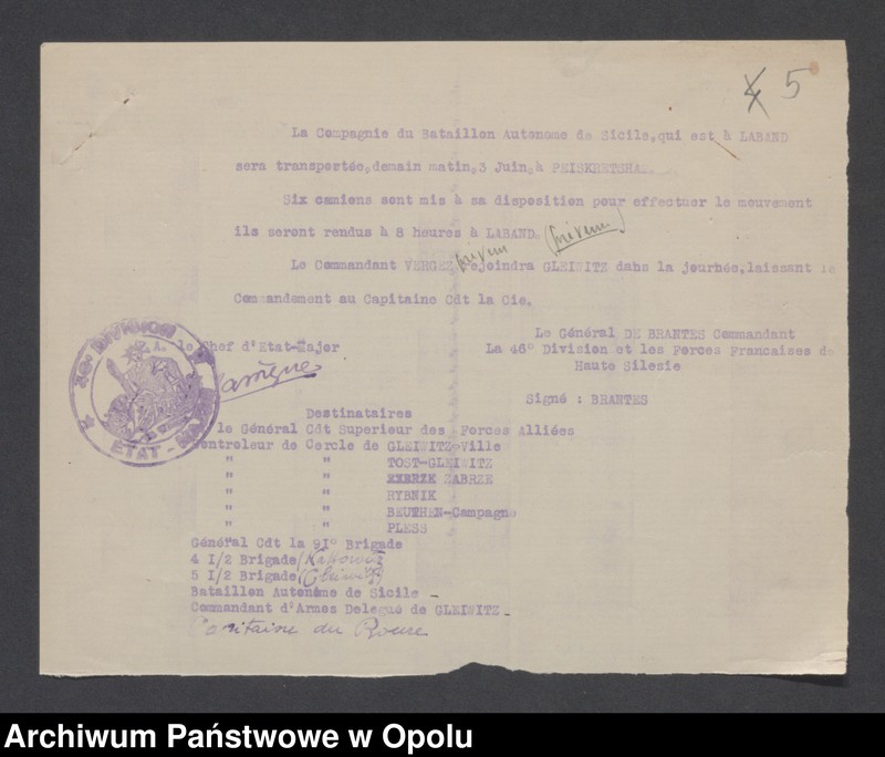 Obraz 8 z jednostki "Etat de Siege-Generalites-Notes de Principe-Renseignements-Organisations de Combat /Koerspondencja i zarządzenia dotyczące stanu wyjątkowego/Raporty dzienne o sytuacji wojskowej, incydenty, obwieszczenia/ 2.06.-1.07.1922"