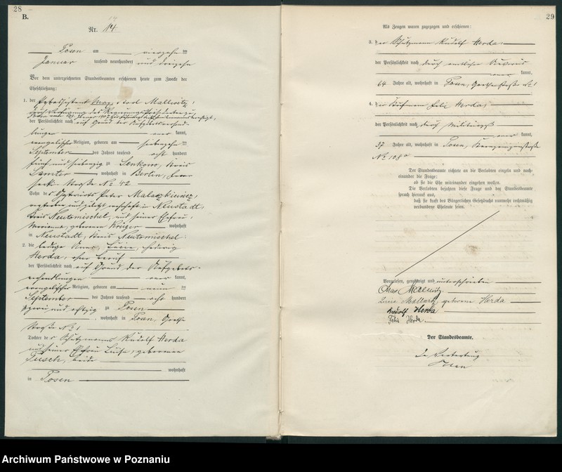 Obraz 16 z jednostki "Księga miejscowa małżeństw tom I [Rejestr główny małżeństw]"