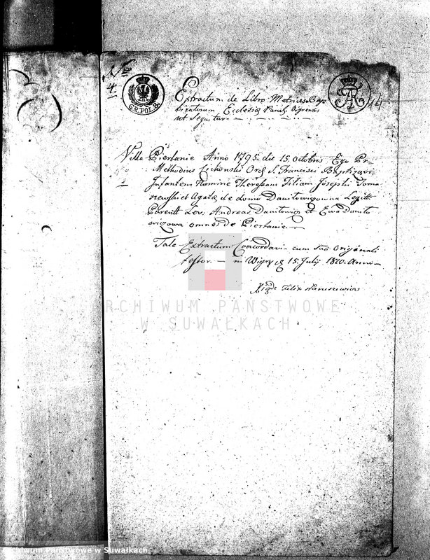 image.from.unit.number "Dowody do Akt Małżeństwa Gminy Wigierskiey od dnia 1 Maja 1810 Roku do dnia ostatniego kwietnia 1811 Roku."