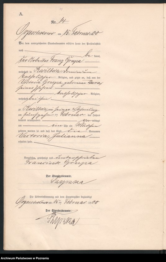 Obraz 17 z jednostki "Geburts-Neben-Register"