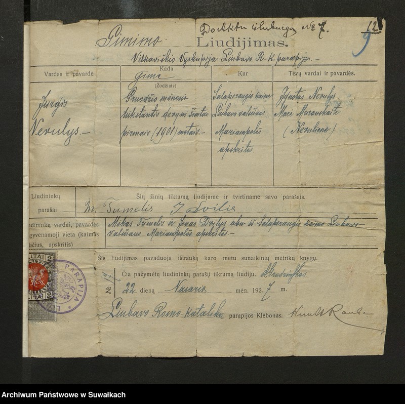 image.from.unit.number "Dokumenty Zaślubionych Smoleńskiej parafji za 1928 rok"