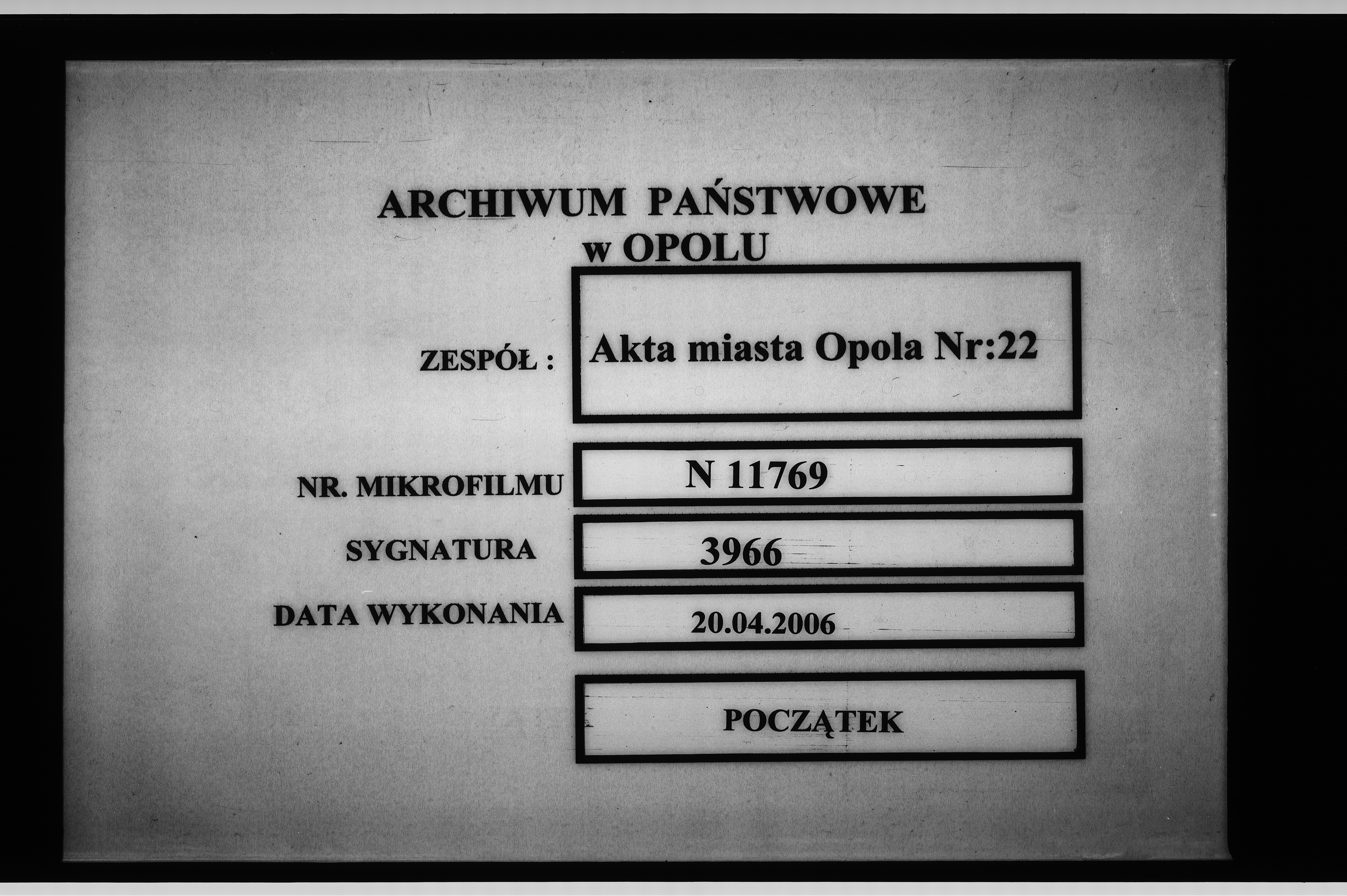 Obraz 1 z jednostki "Staatsarchiv Breslau Repositur 229 Abtlg. [Abteilung] Stadt Oppeln 2 abschriftliche Verzeichnisse enth[altend] Aktenstücke 1-1557 u[nd] 977a, 978a, zusammen 1559 Aktenstücke."