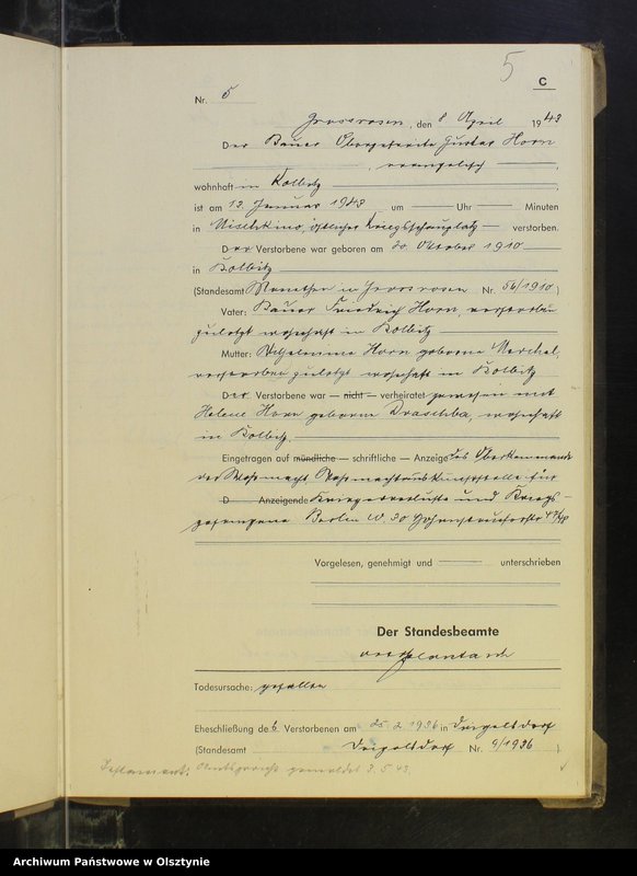 image.from.unit.number "Sterbebuch Nr 1 - 39,1 - 26 i 1"
