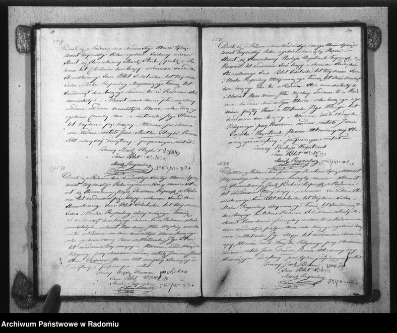 image.from.unit.number "Akta Stanu Cywilnego Wyzna[nia] Mojżeszowego Parafii Radom Urodzin, Małżeństwa i Zejścia z Roku 1830"