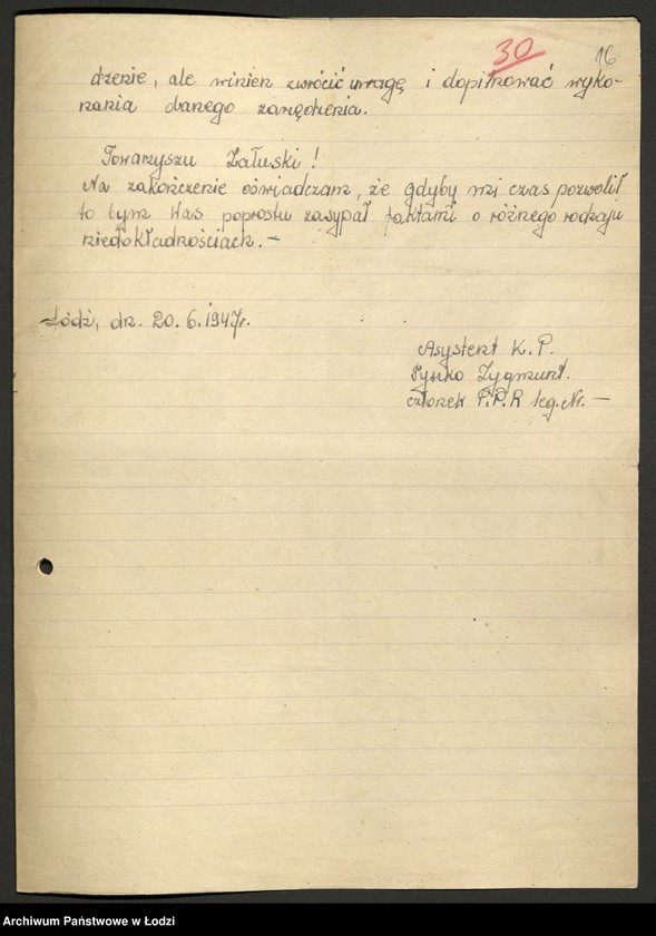 Obraz 17 z jednostki "Korespondencja [z Wydziałem Kolejowym KC]"