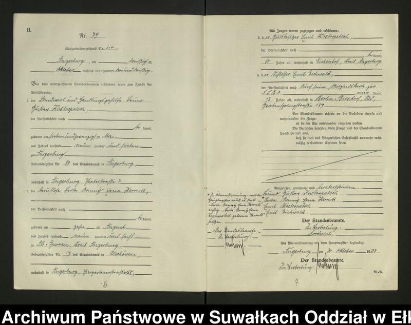 image.from.unit.number "B2. Heirats - Register (Neben - Register) Standesamt Angerburg Ostpr. einschl. der Standesamtsbezirk, Gross Strengeln, Kehlen und Prinowen"