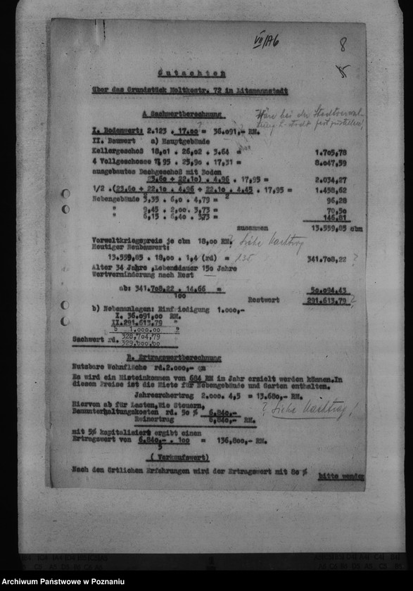 Obraz 12 z jednostki "Wertgutachten der (polnischen) beschlagnahmten Grundstücke"