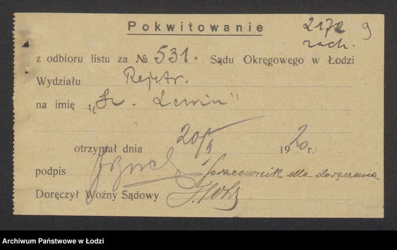 Obraz 11 z jednostki "Szachna Lewin - sprzedaż towarów manufakturowych"