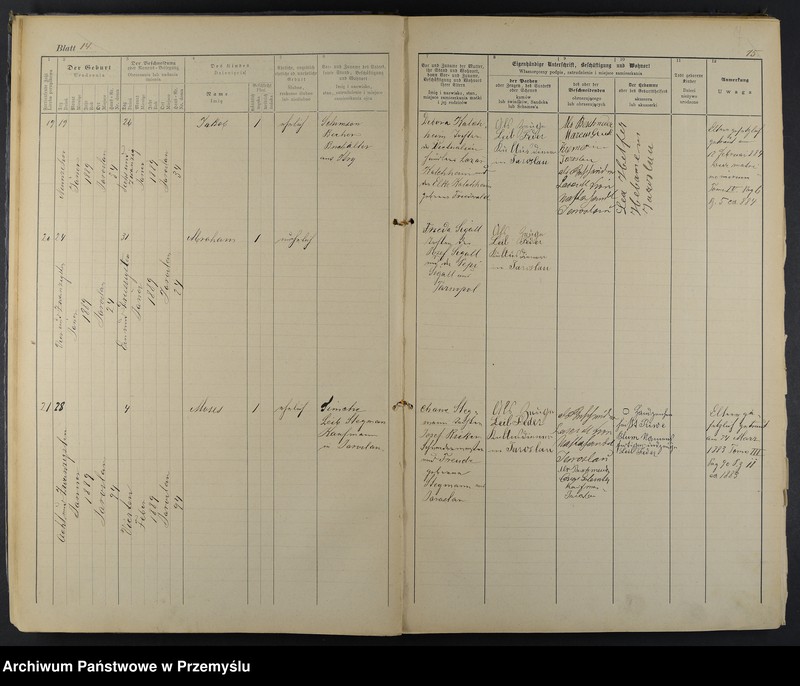 image.from.unit.number "Geburtsmatrik des israelitischen Matriken-Bezirkes Jaroslau pro 1889"
