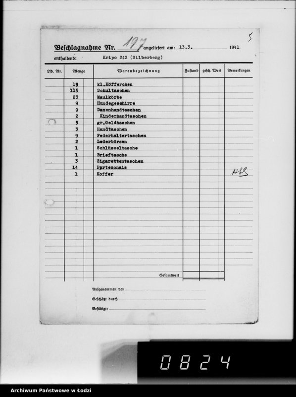 Obraz 9 z jednostki "Kripo.Unterlagen 1-199 [Kartoteka skonfiskowanego majątku ruchomego u Żydów]"