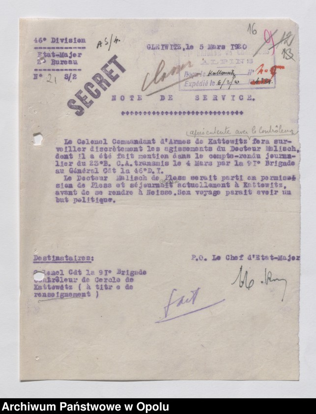 Obraz 19 z jednostki "Renseignements /Biuletyny wywiadowcze/"