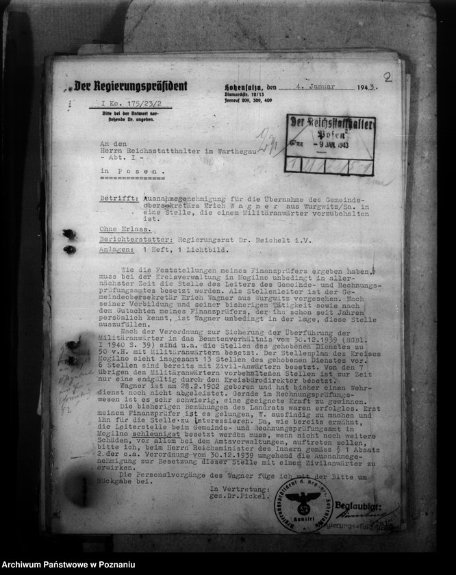 Obraz 6 z jednostki "Überprüfung des Personaleinsatzes. Ernennungen von gefallenen und vermissten Stalingradskämpfer"