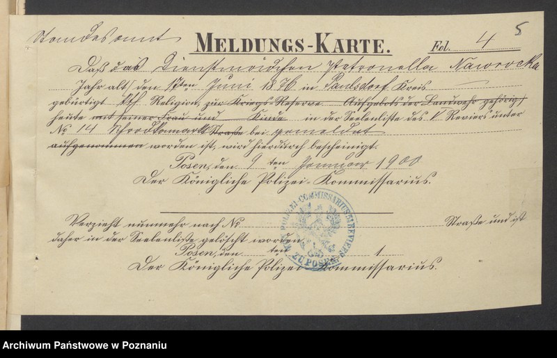 Obraz 7 z jednostki "Die von den Verlobten beigebrachten Urkunden zur Eheschliessung pro 1900"