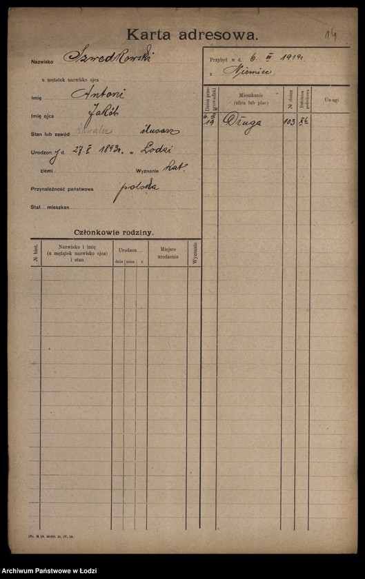 Obraz 16 z jednostki "[Spis ludności Łodzi] Szwedczak-Szydłowiecki"