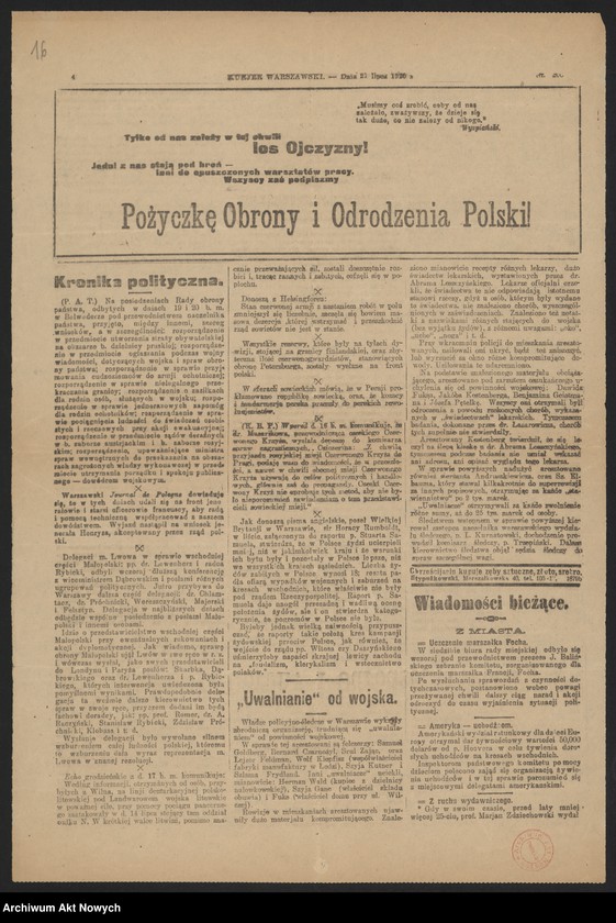 image.from.unit.number "Materiały propagandowo-informacyjne o działalności Polskiego Białego Krzyża: odezwy, przemówienia, artykuły i notatki prasowe"
