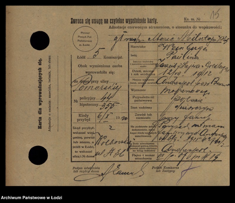 Obraz 17 z jednostki "[Spis ludności Łodzi] Wajnberger - Wajnger"