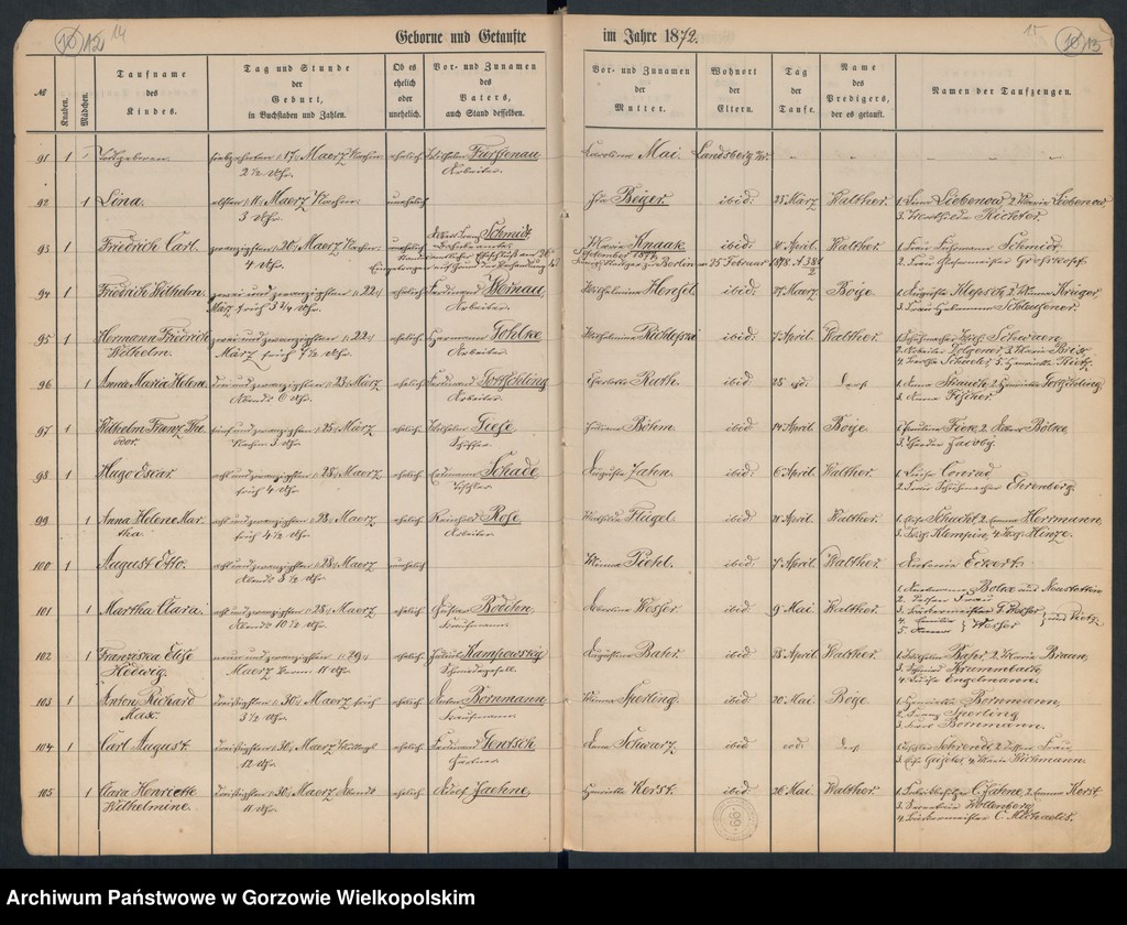 image.from.unit.number "Duplikate der Hauptkirche zu Landsberg an der Warthe (zawiera też księgę zgonów Konkordien, reformirte und Militair Kirchen Gemeinde z 1872 r.)"